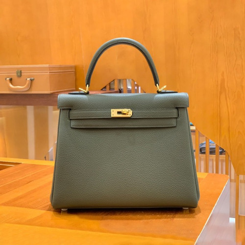 에르메스 켈리 25 르투르네 그레이 그린 골드 하드웨어