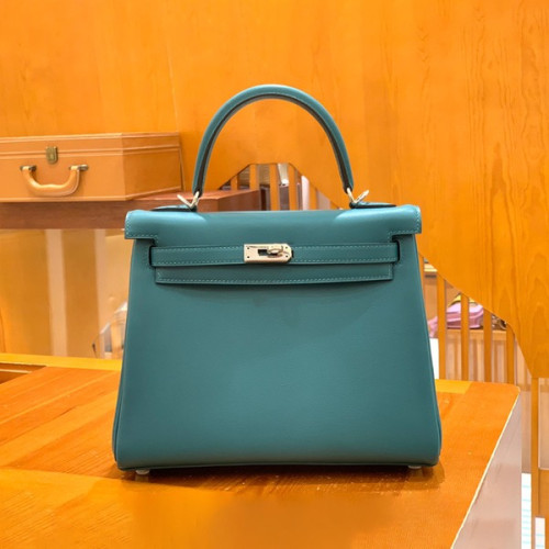 에르메스 켈리 25 르투르네 스위프트 이즈미르 블루 실버 하드웨어