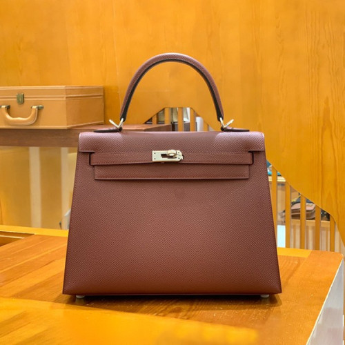 에르메스 켈리 25 셀리에 버건디 실버 하드웨어