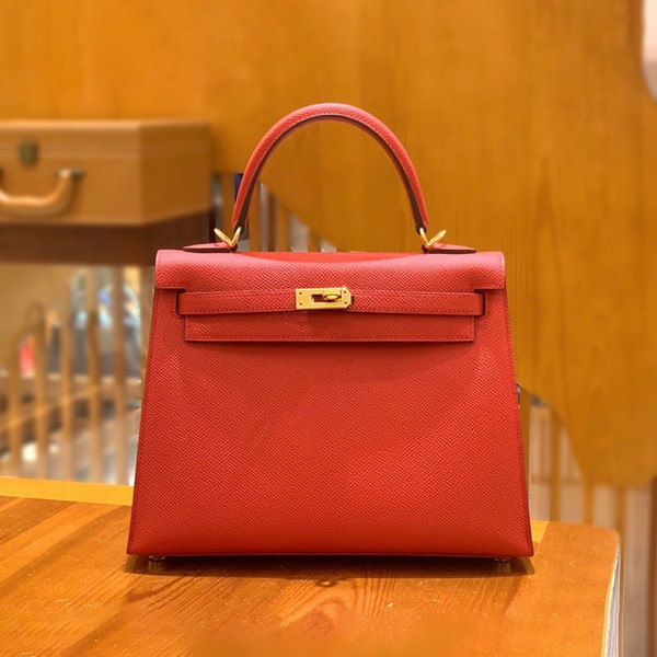 에르메스 켈리 25 셀리에 플래그 레드 골드 하드웨어