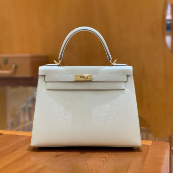 에르메스 켈리 28 셀리에 밀크 쉐이크 골드 하드웨어