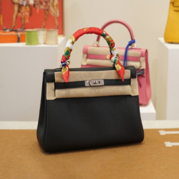 에르메스 켈리 25 르투르네 블랙 실버 하드웨어