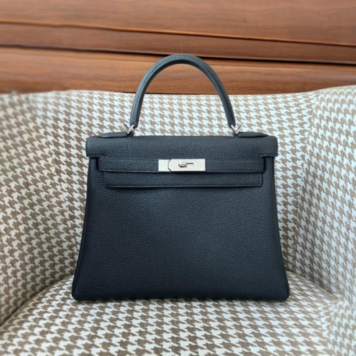 에르메스 켈리 28 르투르네 블랙 실버 하드웨어