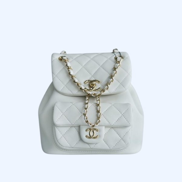 샤넬 22A 듀마 포켓 백 스몰 화이트 램스킨