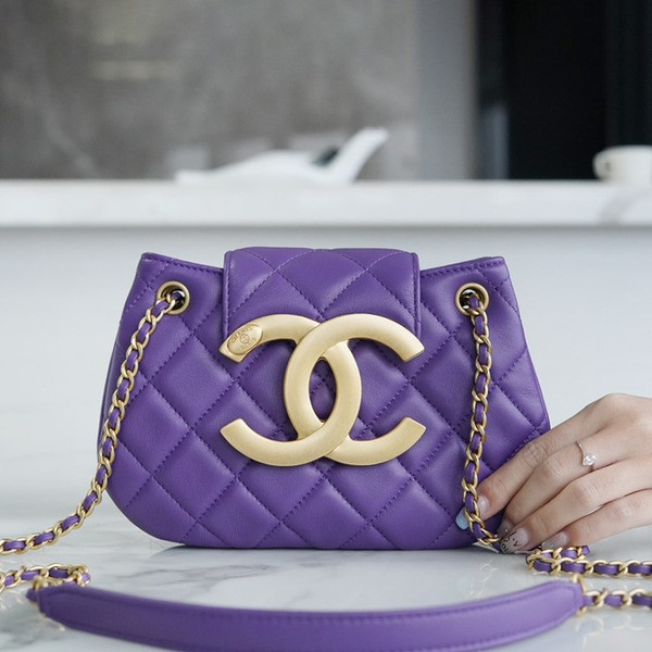샤넬 24C 크루즈 메신저 백 스몰 빅로고 퍼플 AS4609