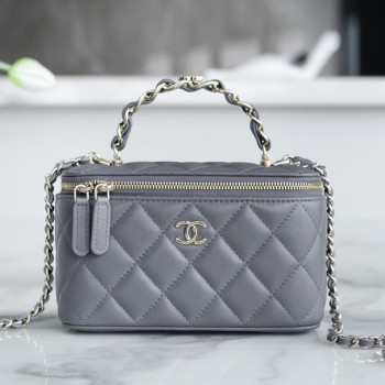 샤넬 체인 코스메틱 베니티백 그레이 은장