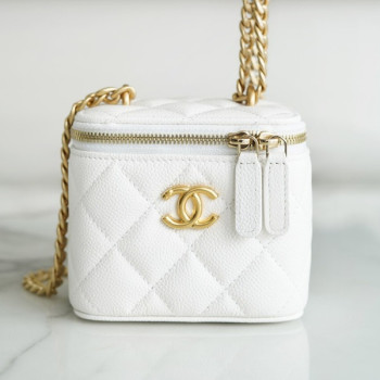 샤넬 스몰 체인 코스메틱 캐비어 화이트