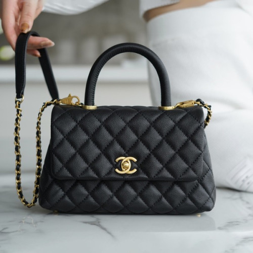 샤넬 코코핸들 블랙 금장 스몰 캐비어