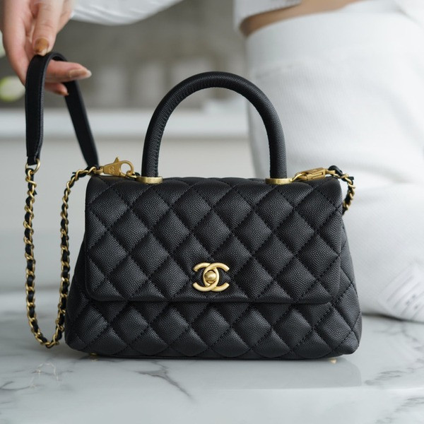 샤넬 코코핸들 블랙 금장 스몰 캐비어