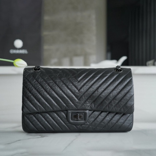 샤넬 2.55 플랩백 라지 빈티지 블랙 A37586