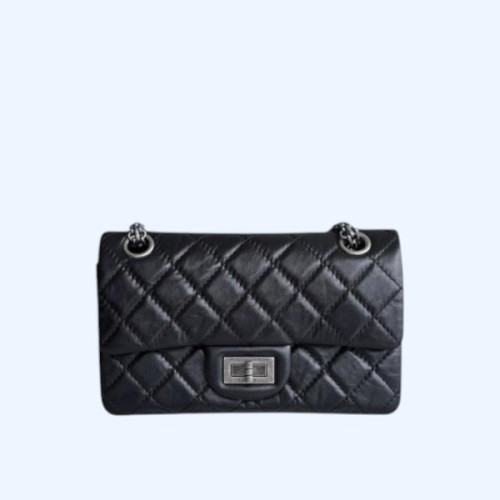 샤넬 2.55 빈티지 플랩백 블랙 은장 미니