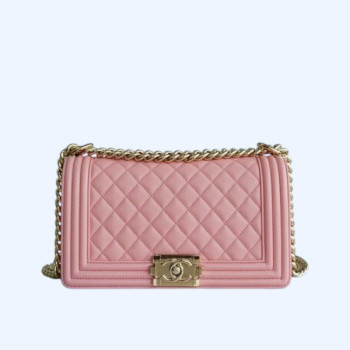 샤넬 보이백 미디엄 핑크 금장