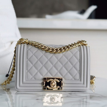 샤넬 보이백 스몰 그레이 금장 캐비어