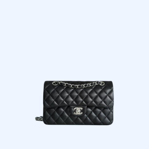 샤넬 클래식 스몰 블랙 은장 램스킨