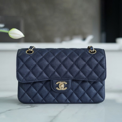 샤넬 클래식 스몰 네이비 금장 캐비어