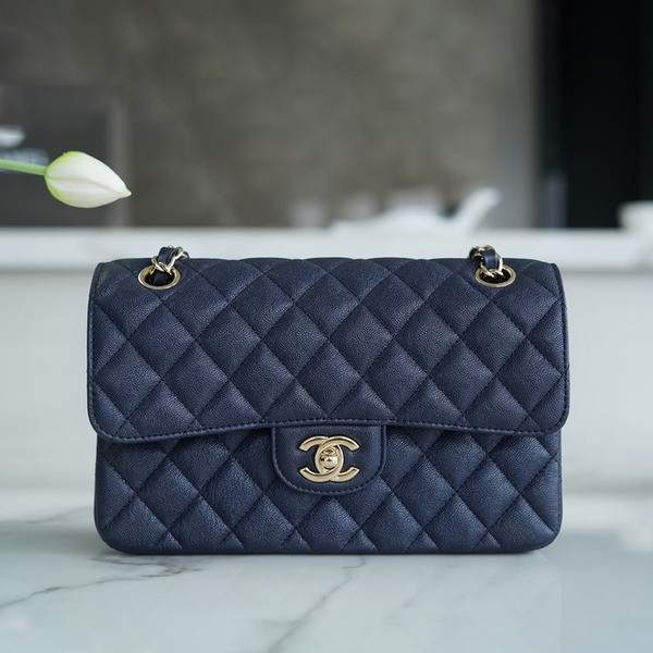 샤넬 클래식 스몰 네이비 금장 캐비어