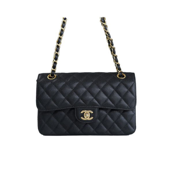 샤넬 클래식 스몰 블랙 금장 캐비어