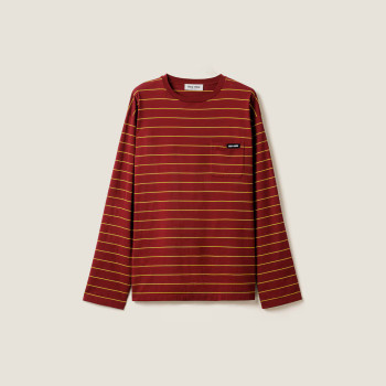 롱 슬리브 코튼 저지 티셔츠