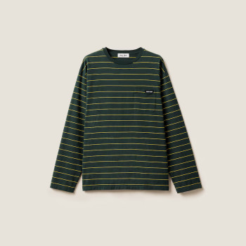 롱 슬리브 코튼 저지 티셔츠