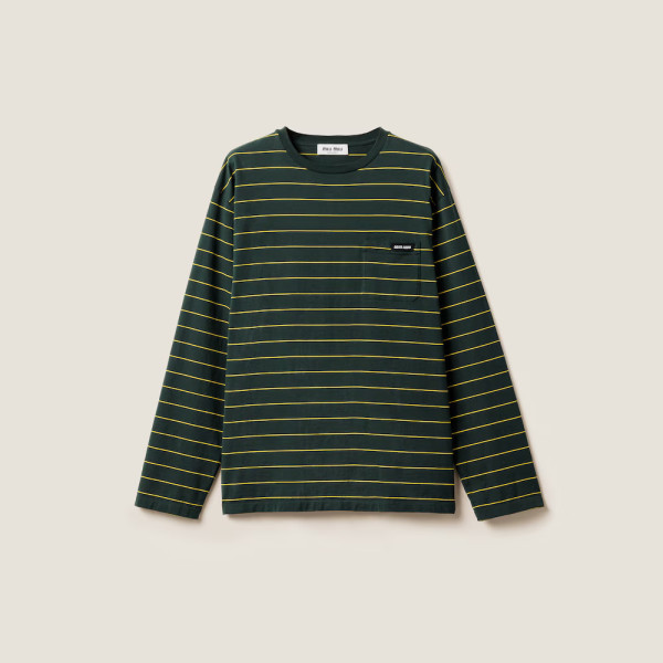 롱 슬리브 코튼 저지 티셔츠