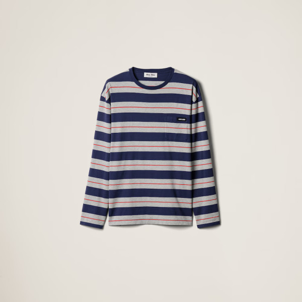 롱 슬리브 코튼 저지 티셔츠