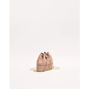 나파 가죽 브이로고 시그니처 체인 미니 버킷백 베이지
