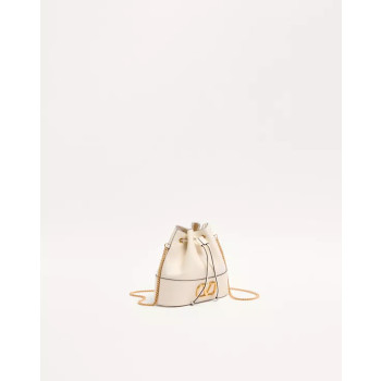 나파 가죽 브이로고 시그니처 체인 미니 버킷백 화이트