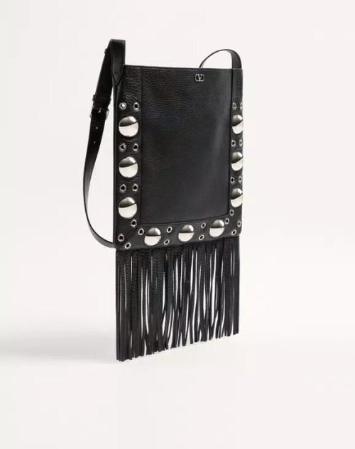 발렌티노 가라바니 넬코트 프린지 장식 그레인 카프스킨 숄더백