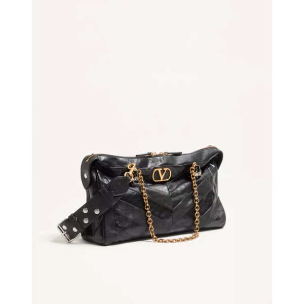 발렌티노 가라바니 판테아 쉐브론 패턴 나파 레더 숄더백