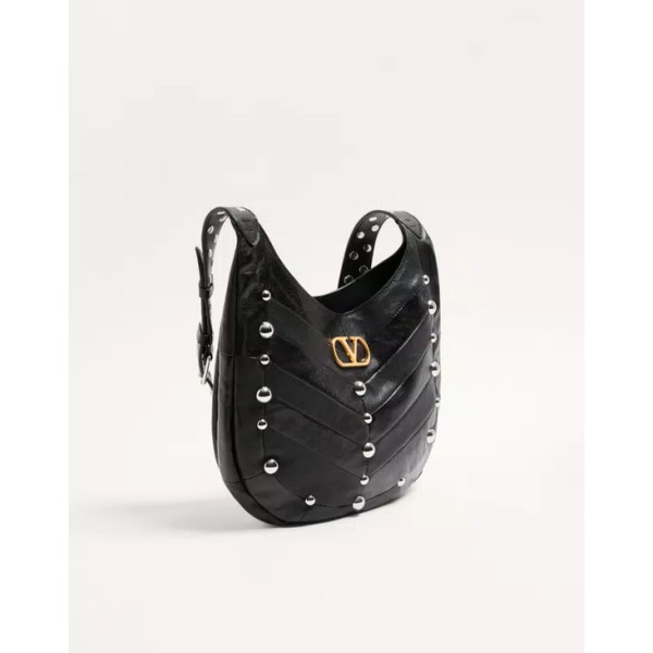 발렌티노 가라바니 호보호 스터드 디테일 쉐브론 패턴 나파 레더 스몰 호보백