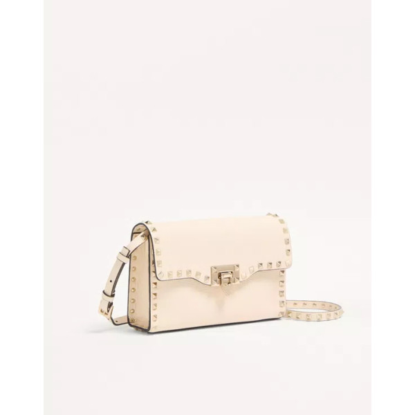 스몰 사이즈 스탐파 알체 송아지 가죽 락스터드 크로스 바디 백 화이트