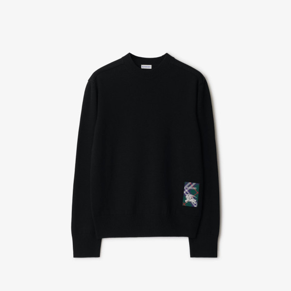 체크 라벨 울 스웨터