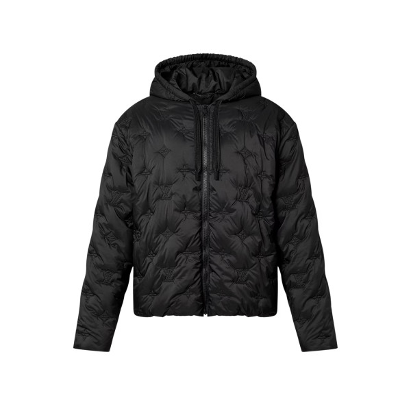 모노그램 패디드 후디드 블루종