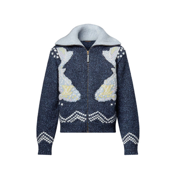 지퍼 니티드 블루종