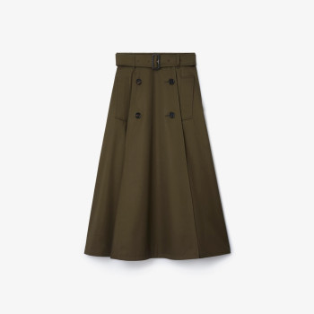 개버딘 트렌치 미디 스커트 