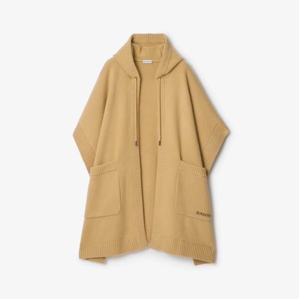 울 캐시미어 후드 케이프