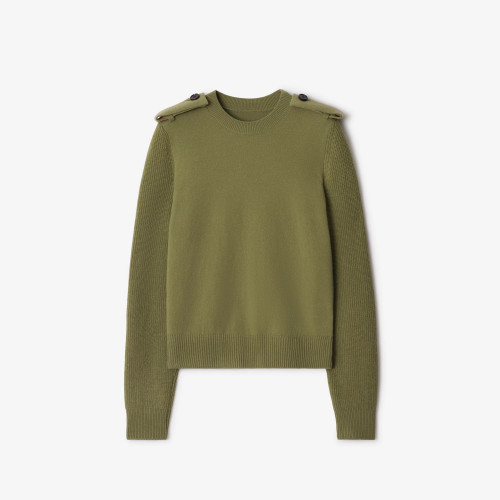 체크 에폴렛 울 캐시미어 블렌드 스웨터 