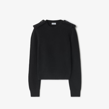 체크 에폴렛 울 캐시미어 블렌드 스웨터