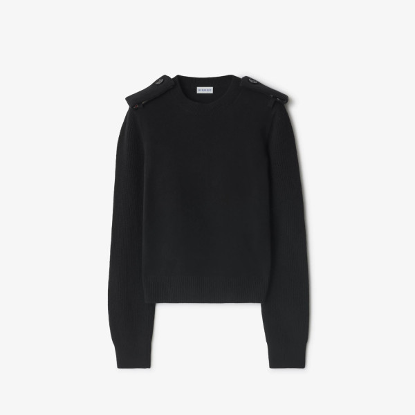 체크 에폴렛 울 캐시미어 블렌드 스웨터