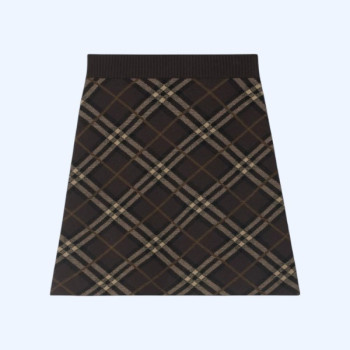 체크 울 캐시미어 스커트