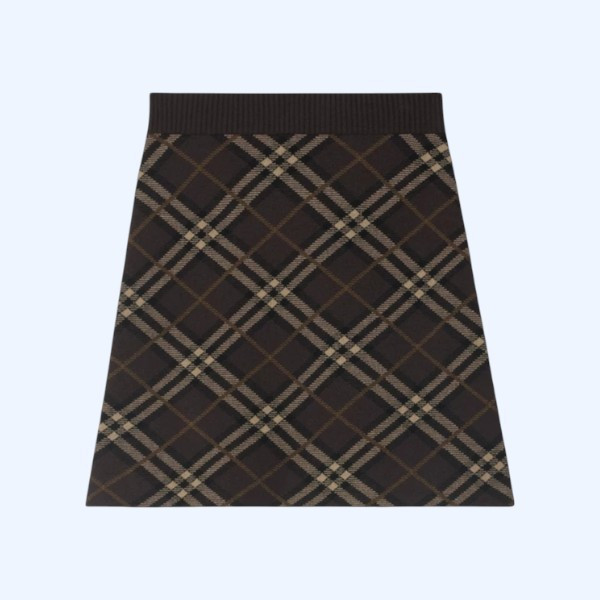 체크 울 캐시미어 스커트