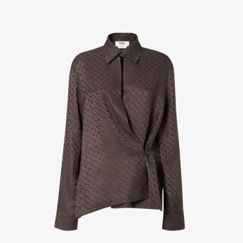 브라운 실크 FF 자카드 셔츠