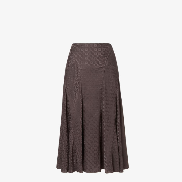 브라운 자카드 FF 실크 스커트