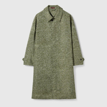 부클레 프린트가 있는 본디드 포플린 코트