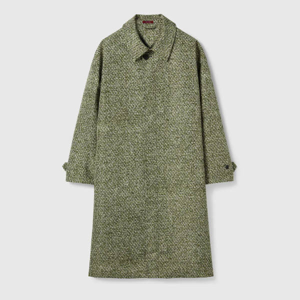 부클레 프린트가 있는 본디드 포플린 코트