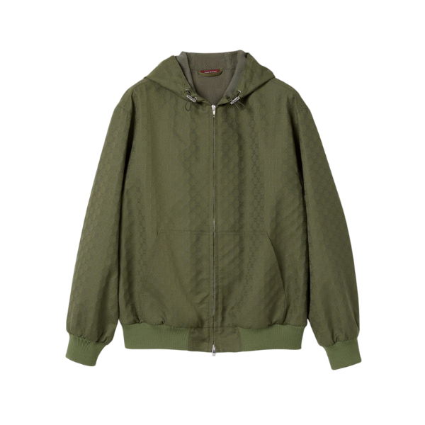 GG 코튼 립스탑 후드 재킷