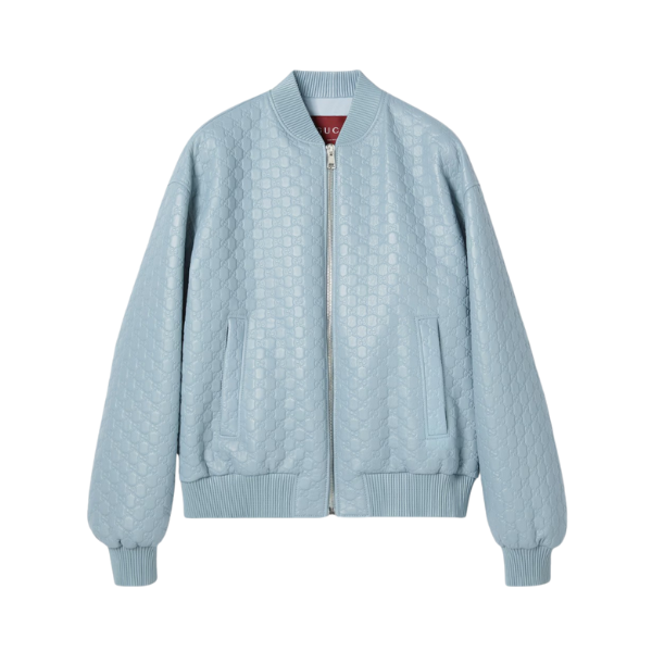 GG 엠보스 레더 봄버 재킷