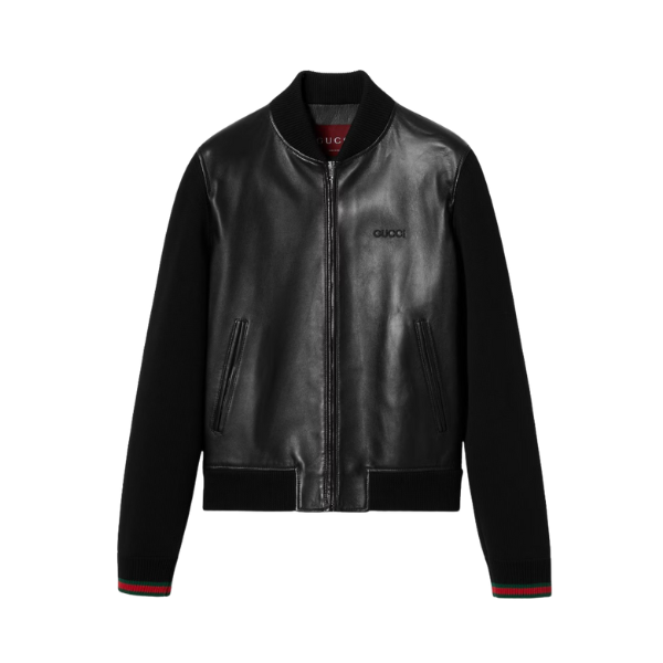 나파 레더 및 니트 봄버 재킷