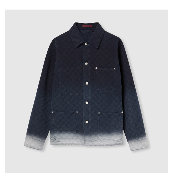 블리치 GG 코튼 데님 자카드 셔츠