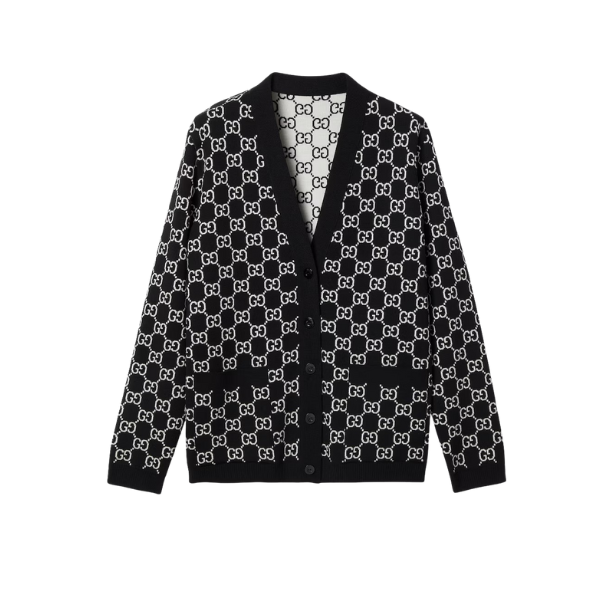 리버서블 GG 울 자카드 가디건